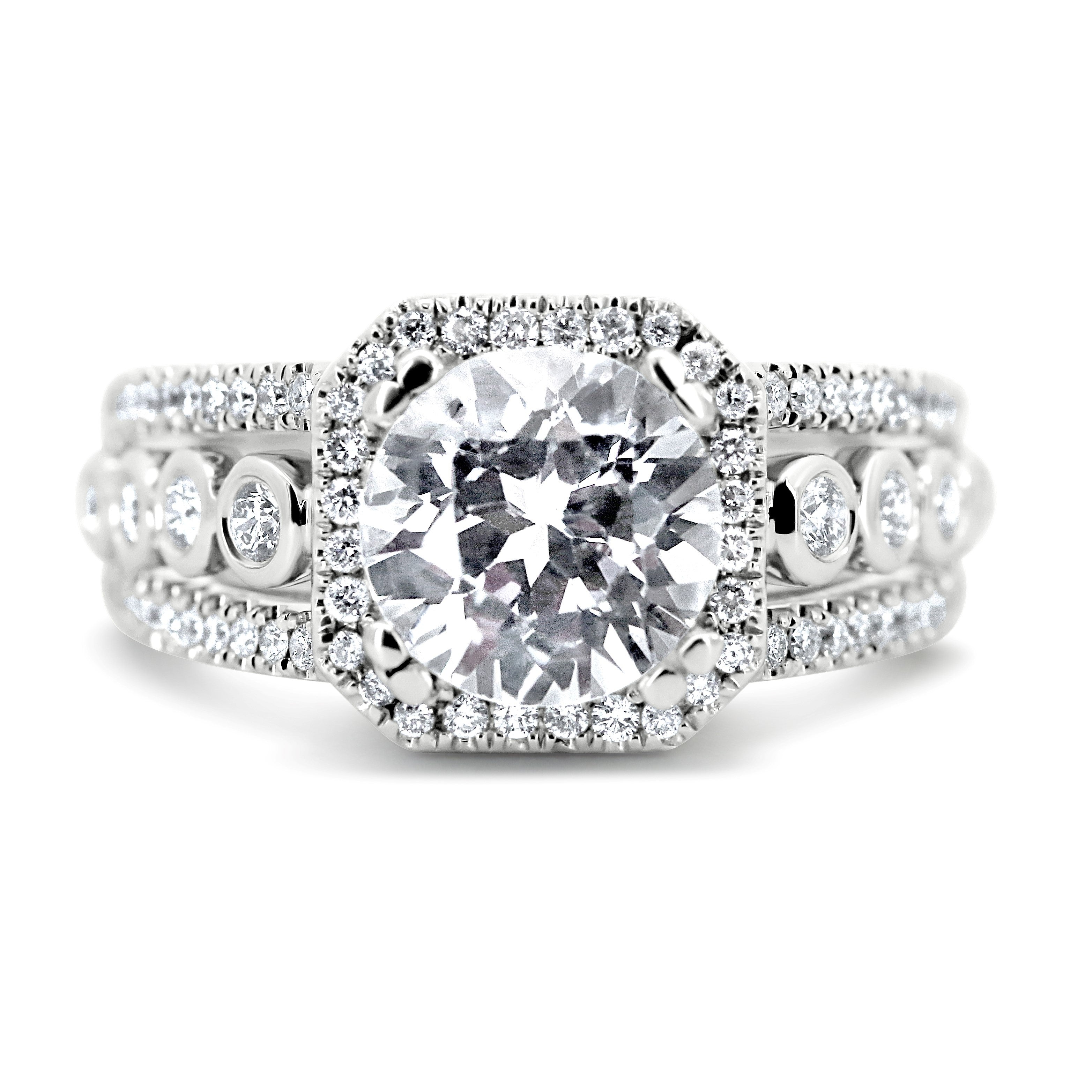 Modern Halo & Bezel Engagement Ring