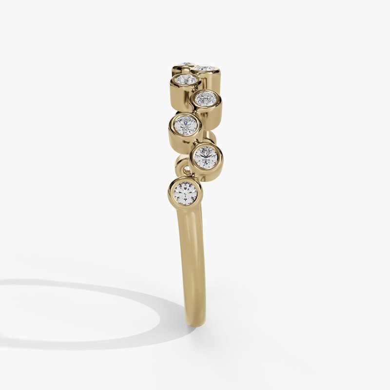 14K Zig Zag Diamond Bezel Stacking/Wedding Band