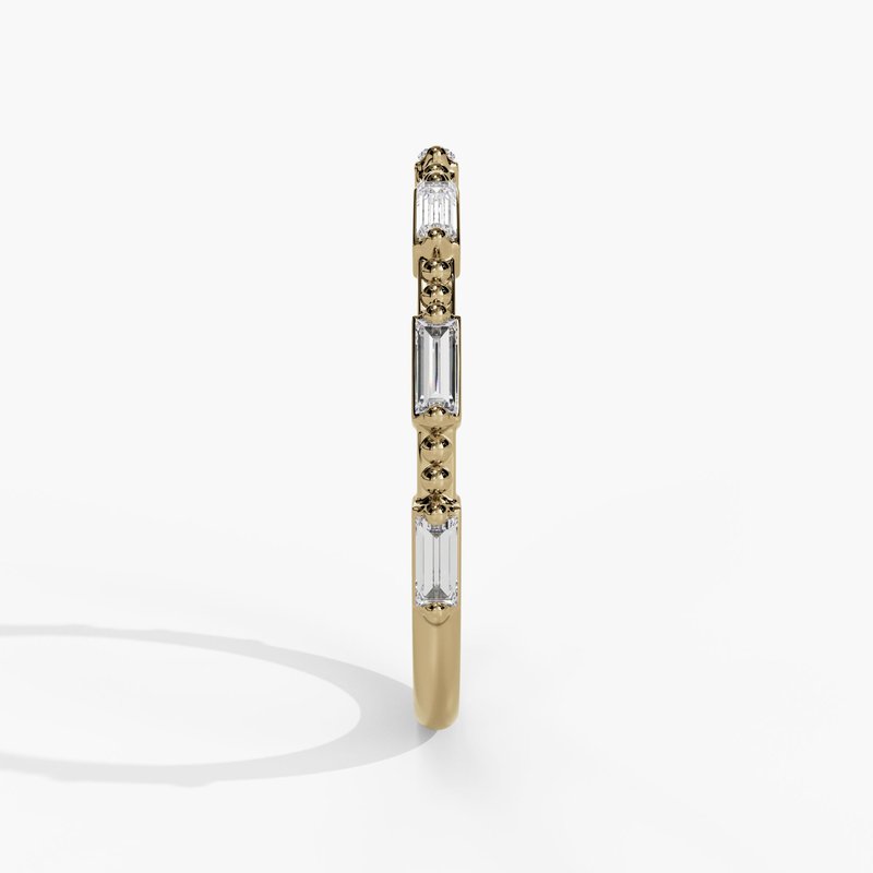 14K Baguette Diamond and Beaded Stacking/Wedding Band