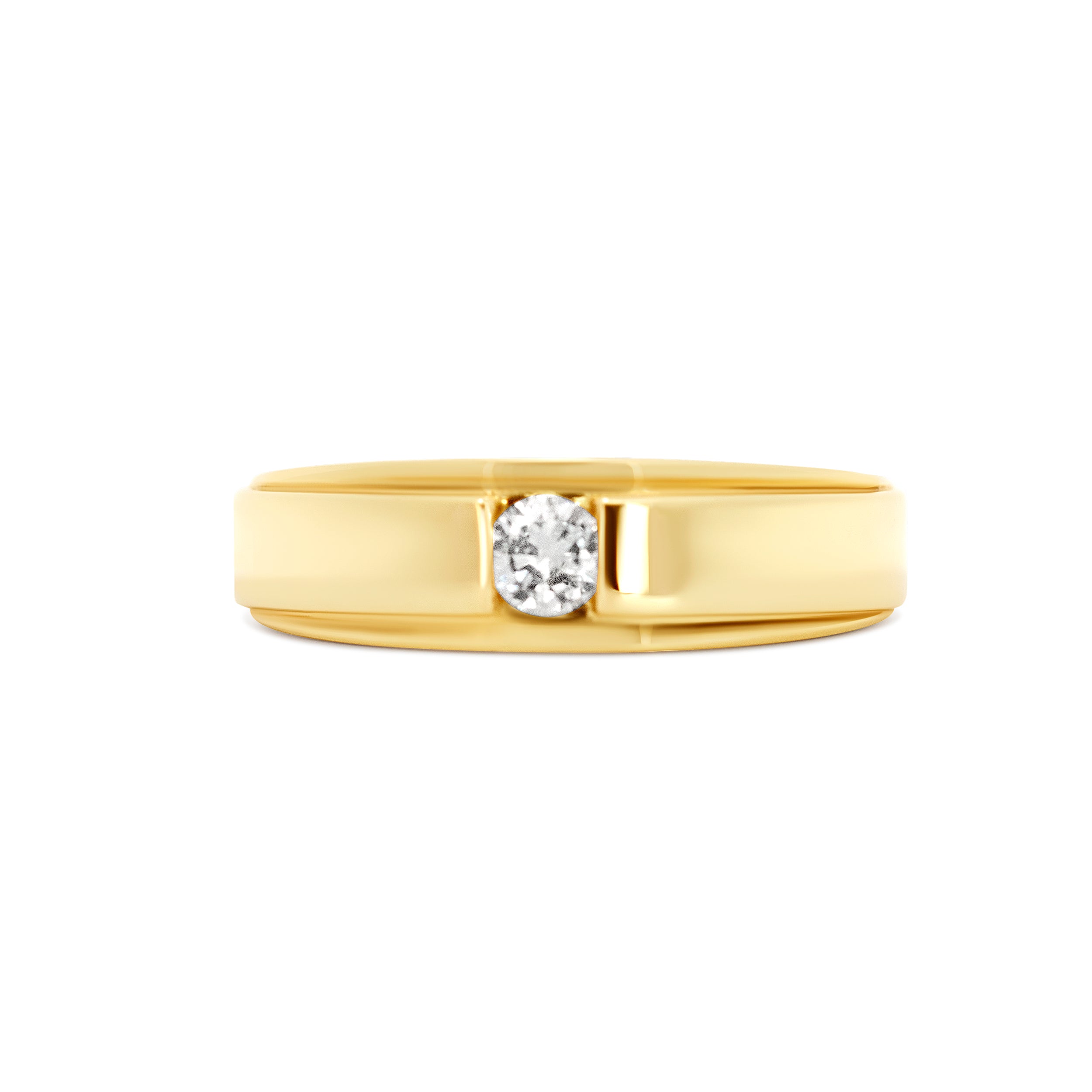 14 Karat Yellow Gold Solitaire Men's Ring