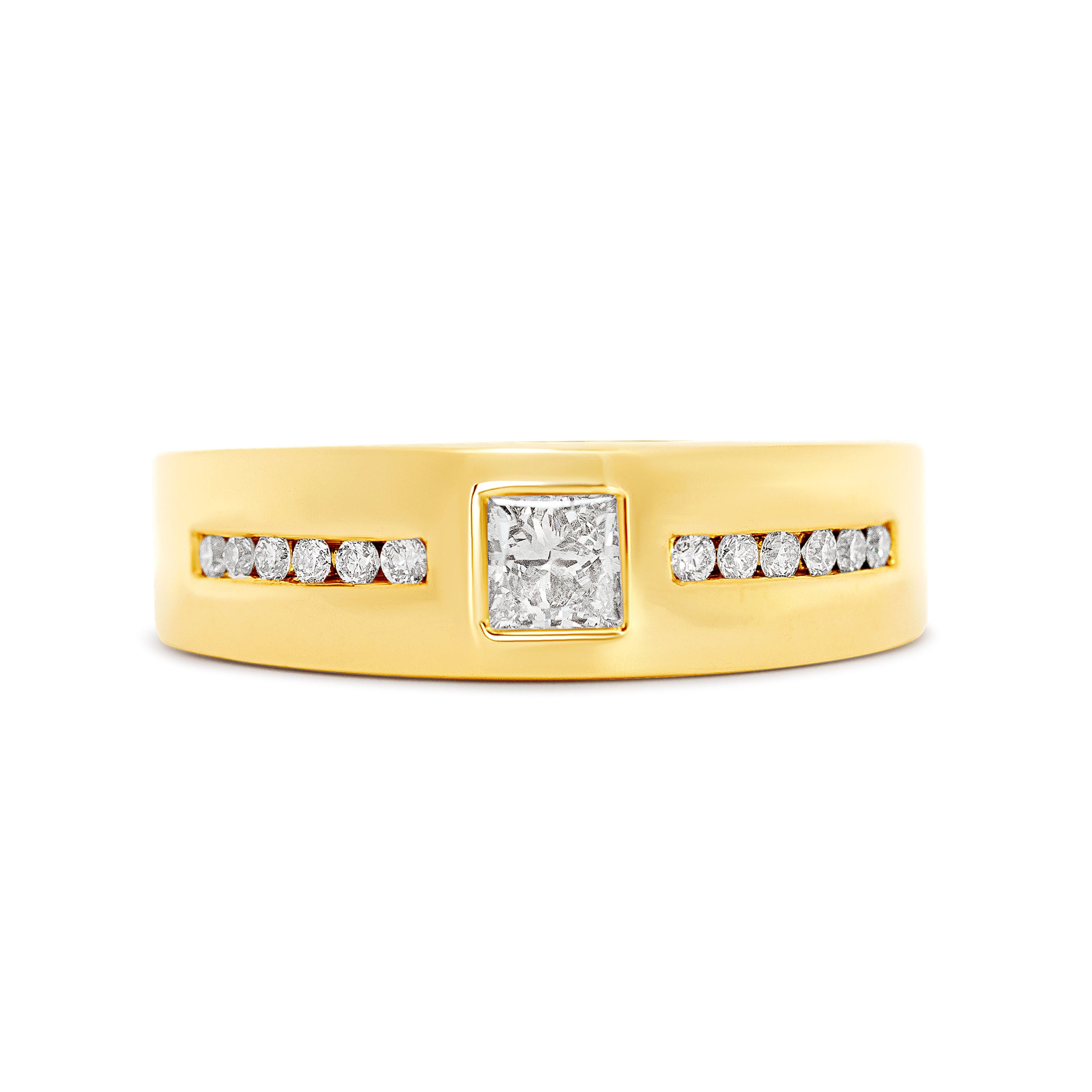 14 Karat Yellow Gold Diamond Men's Band