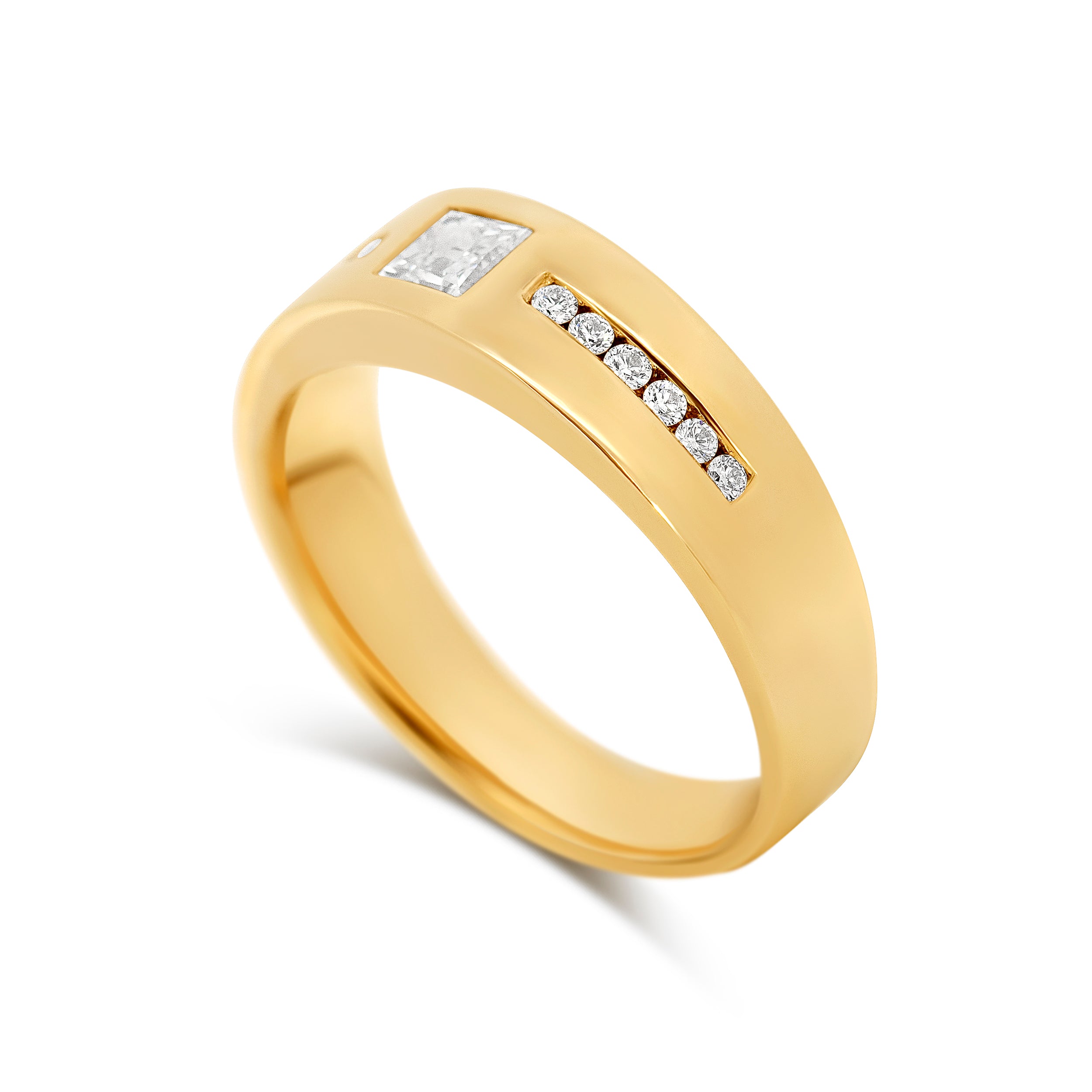 14 Karat Yellow Gold Diamond Men's Band