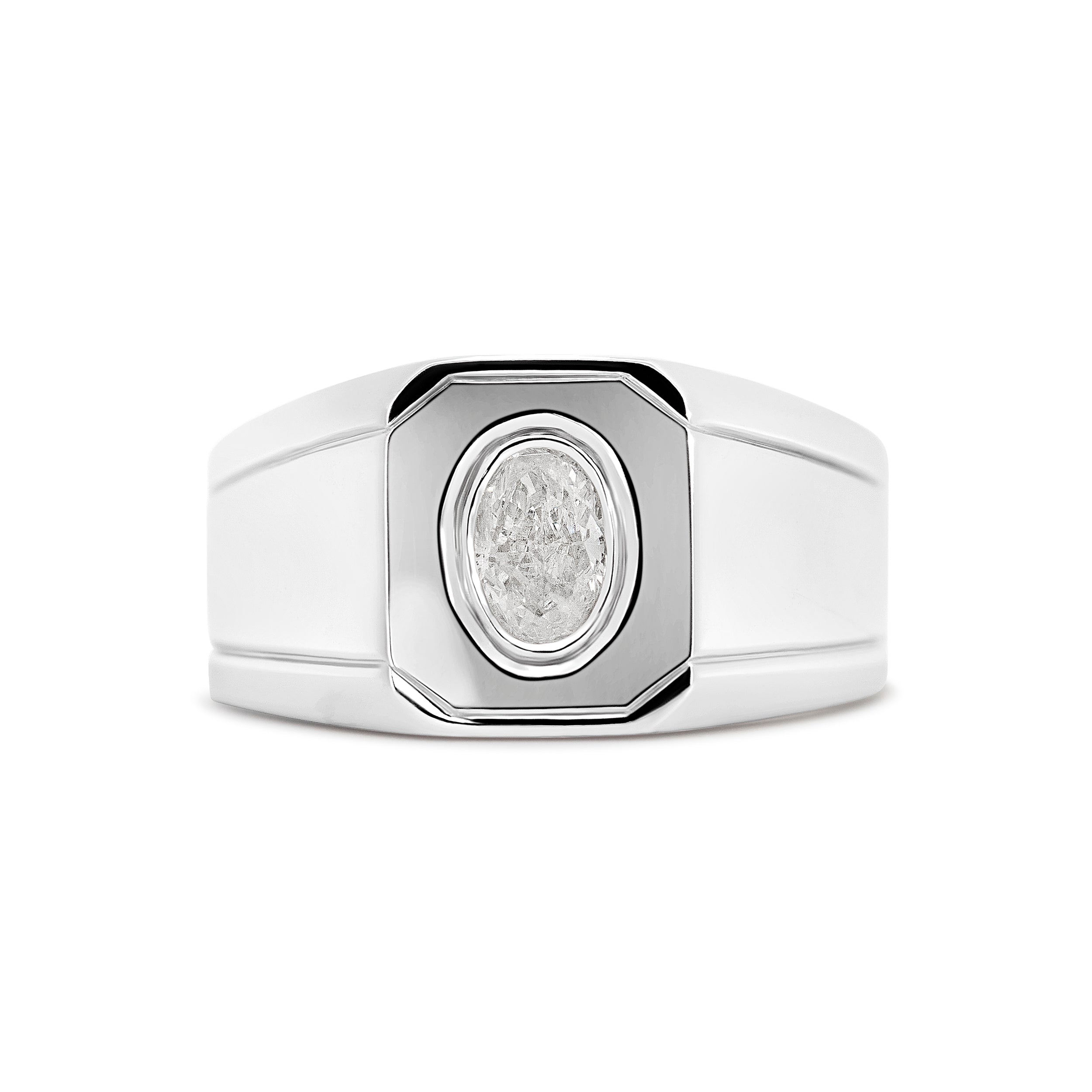14 Karat White Gold Solitaire Men's Ring