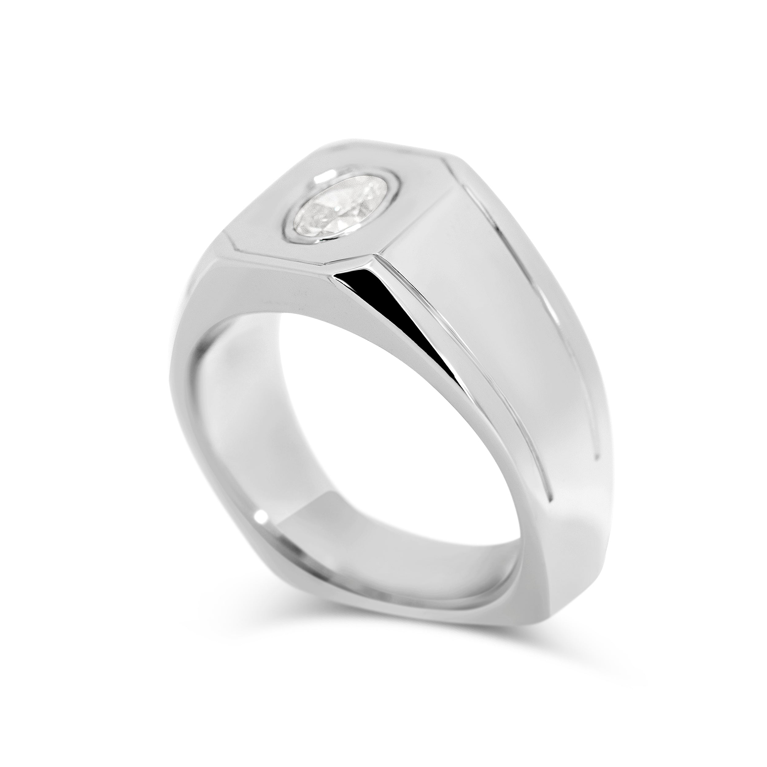 14 Karat White Gold Solitaire Men's Ring