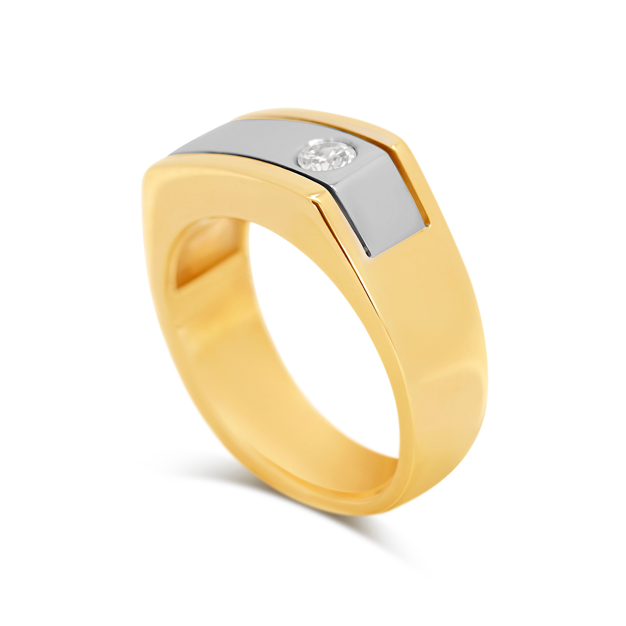 14 Karat Two-Tone Solitaire Men's Ring