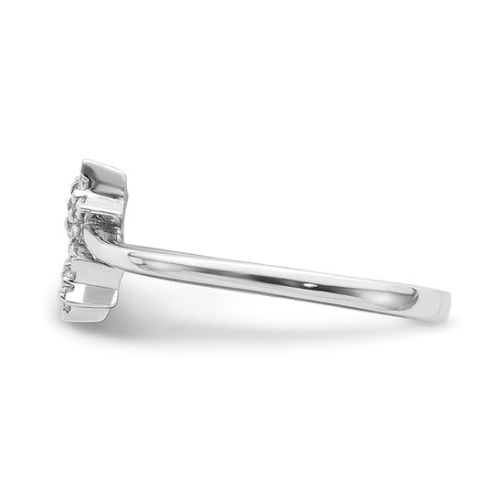 14K White Gold Bypass Star Diamond Fashion Ring