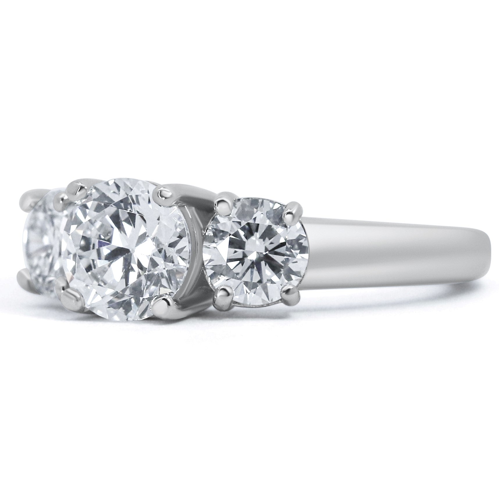 14K Three Stone Lab Grown Diamond Engagement Ring