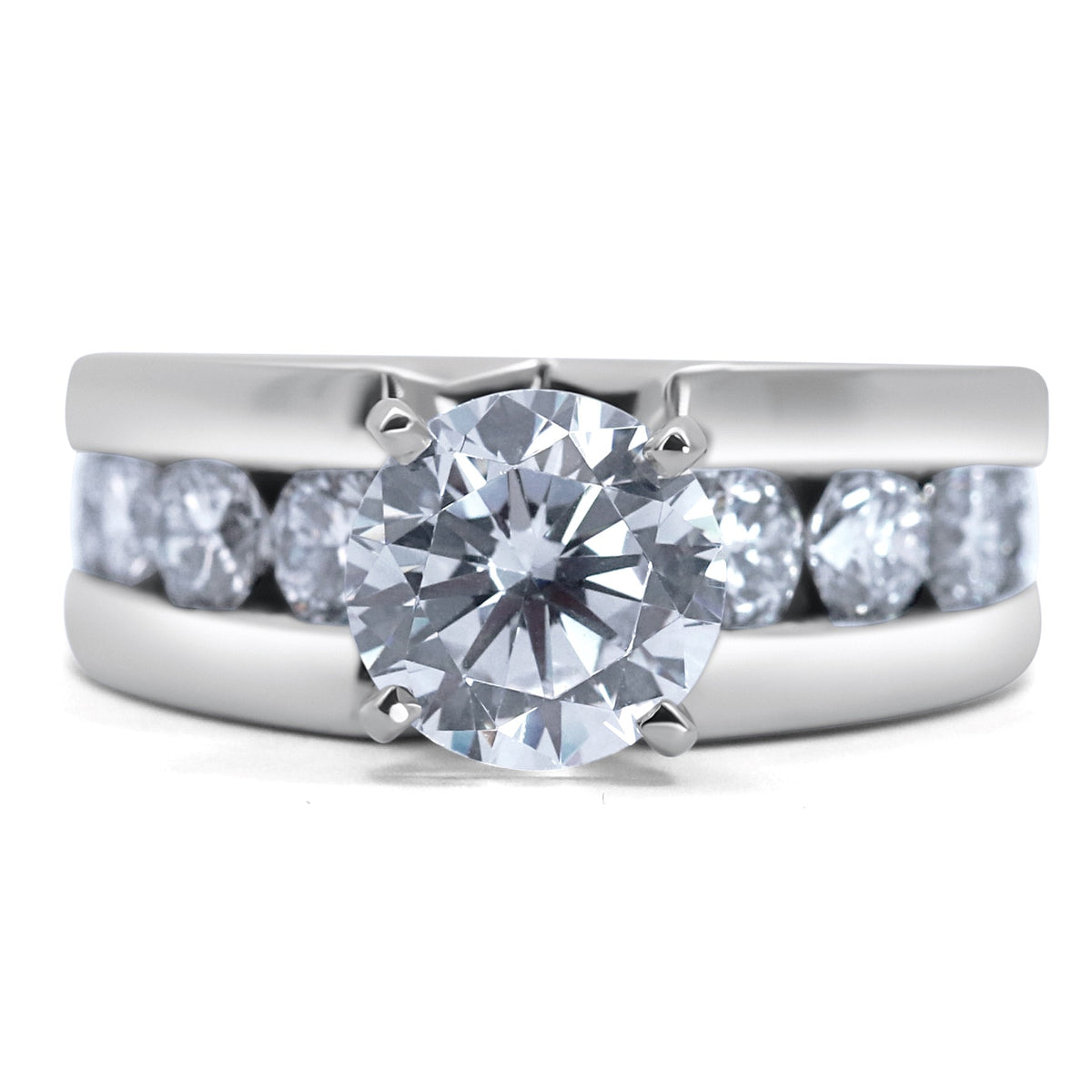 Modern 14K White Gold Channel-Set Diamond Engagement Ring | Joe Kassab Jewelers