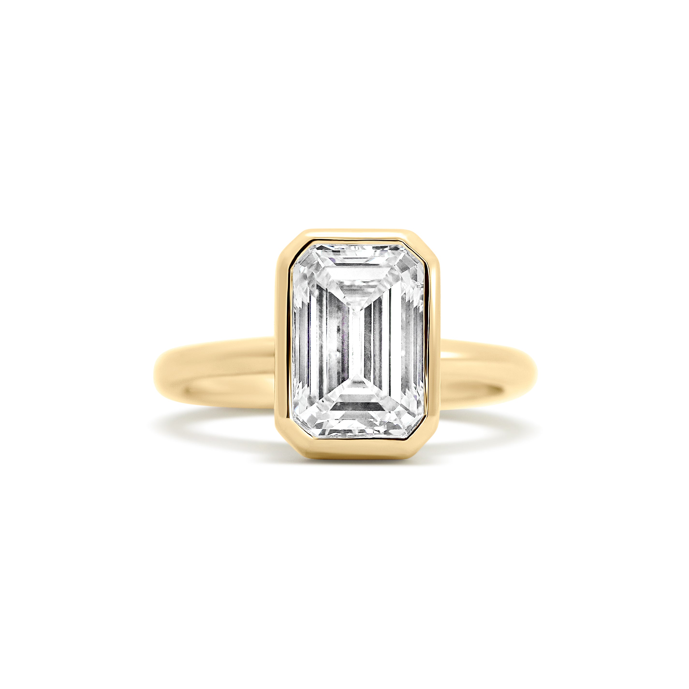 14K Emerald Cut 2.53CT Lab Grown Diamond Bezel Engagement Ring
