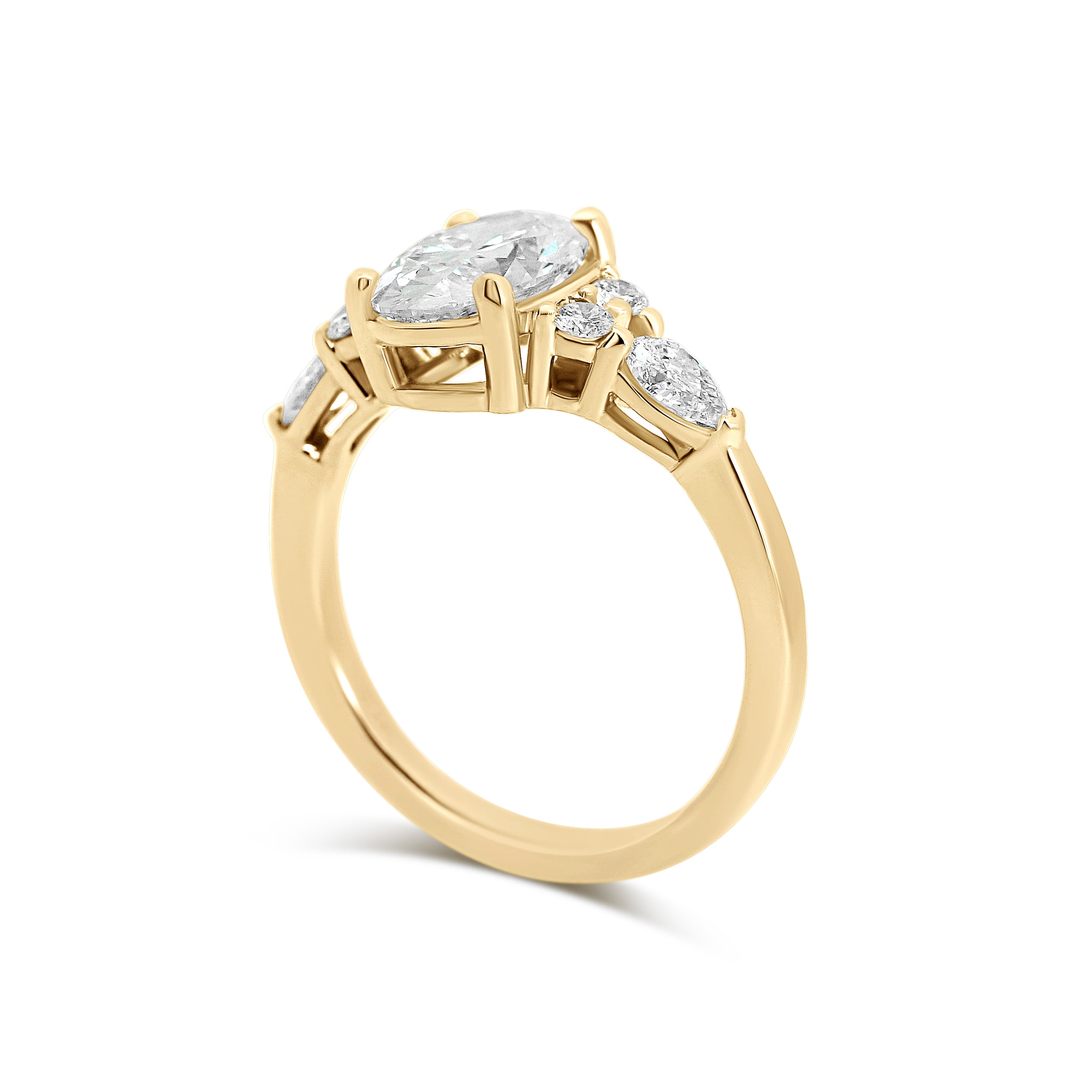 14K Oval Cut 1.51CT Lab Grown Diamond Three Stone Enagement Ring