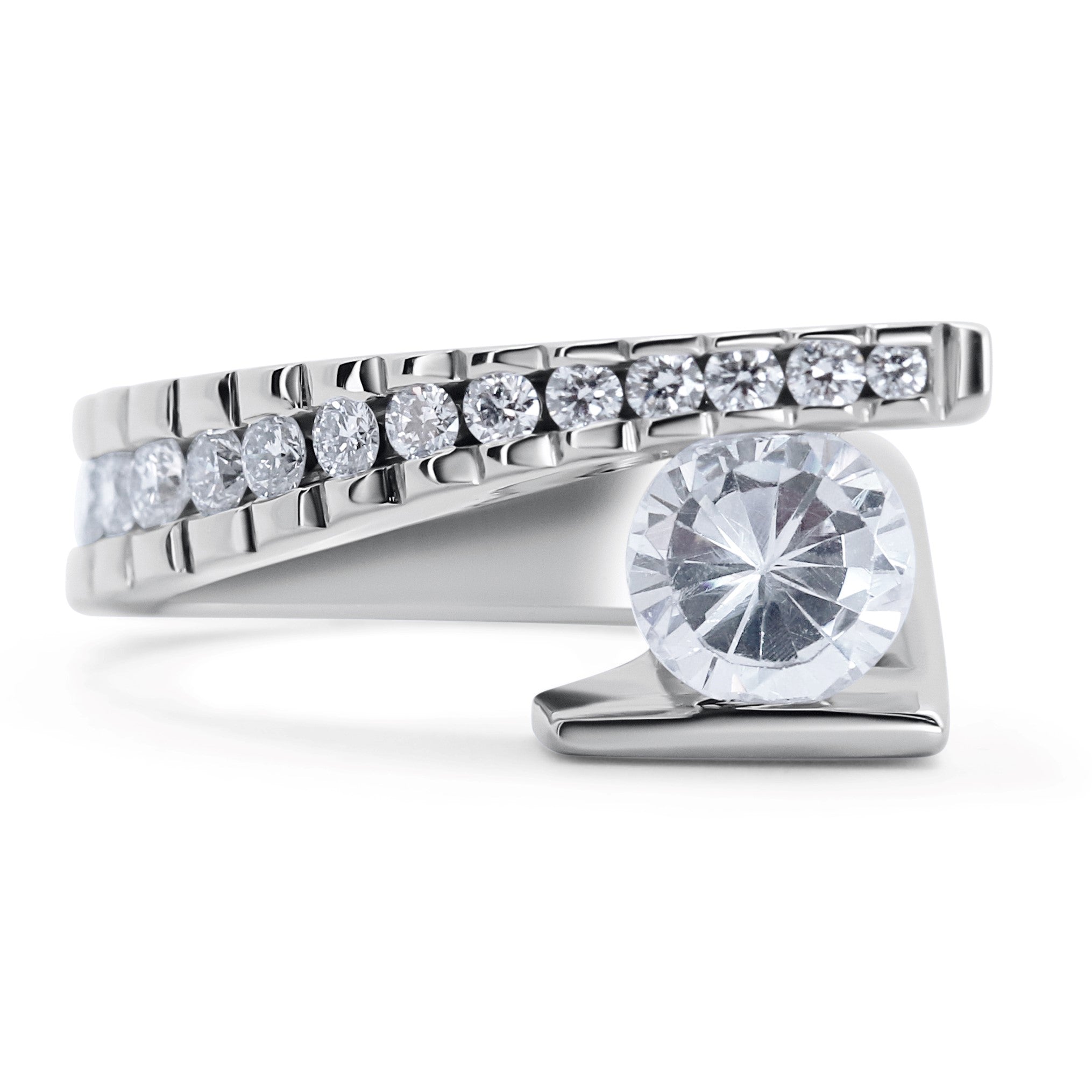 Modern By-pass Engagement Ring