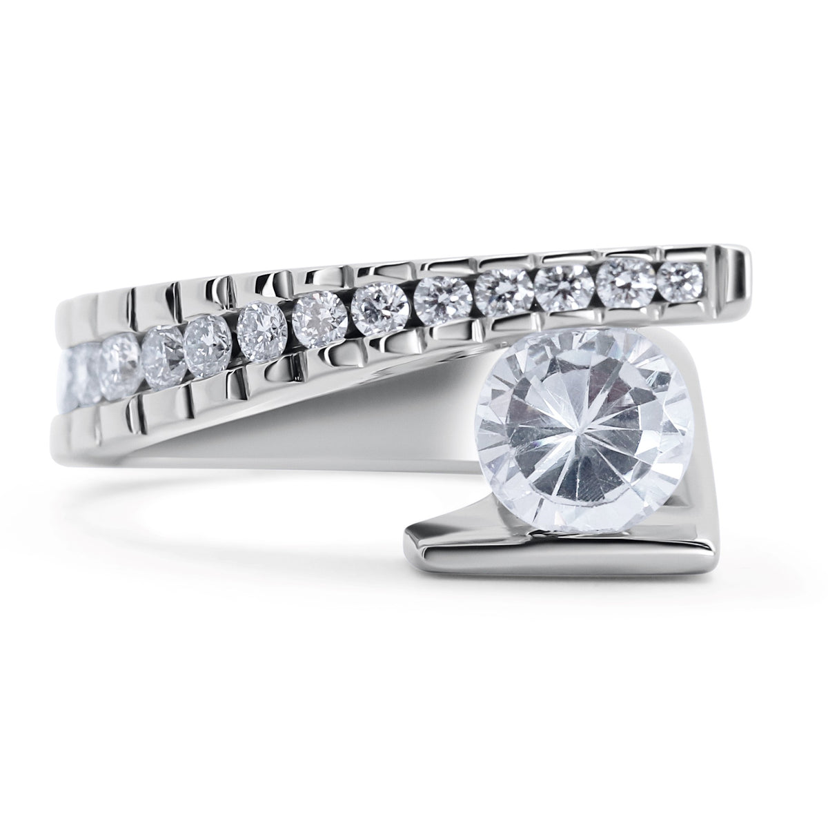 Modern By-pass Engagement Ring