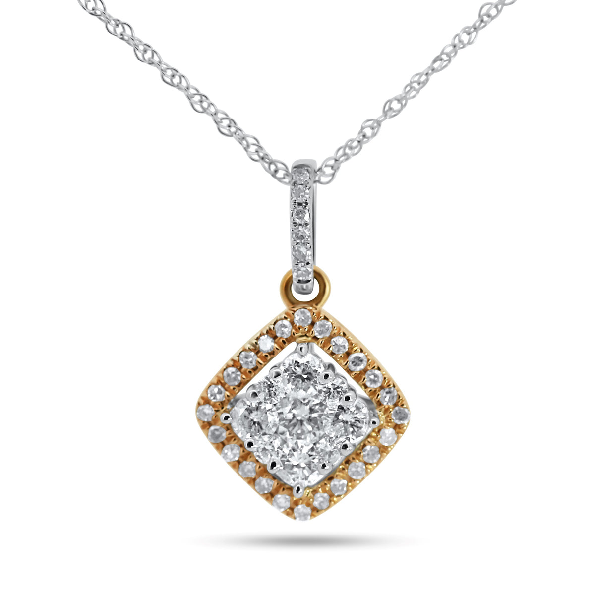 Two-Tone Halo Diamond Pendant