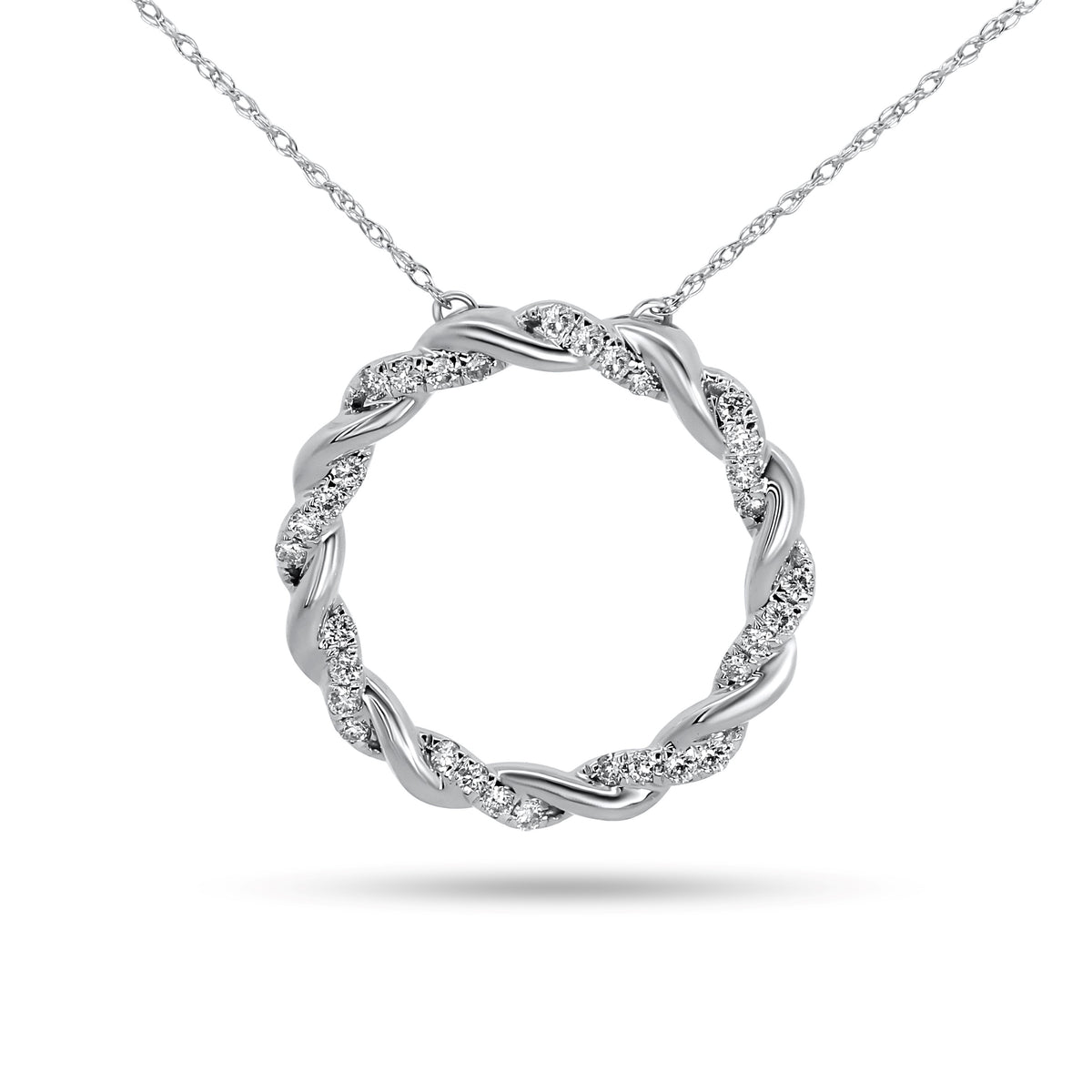 14K White Gold Diamond Intertwined Circle Necklace | 0.25 CTW