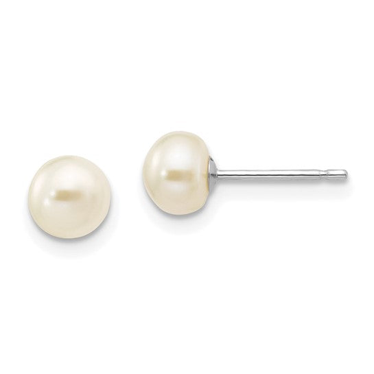5–6mm Freshwater Pearl Earrings in 14K White Gold | Joe Kassab Jewelers