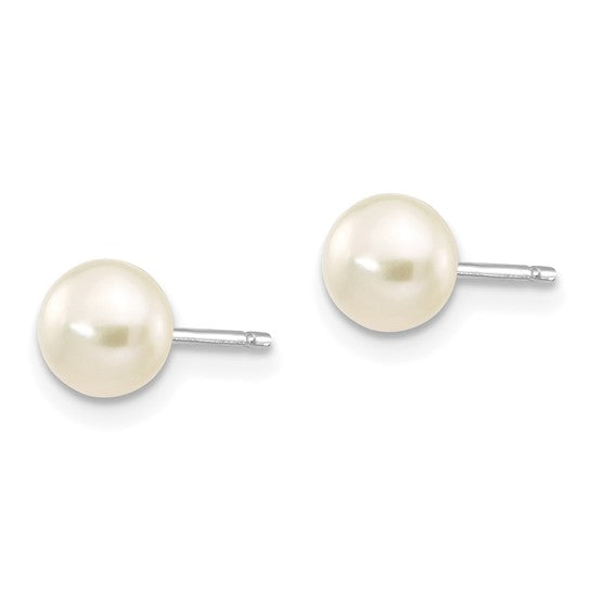 5–6mm Freshwater Pearl Earrings in 14K White Gold | Joe Kassab Jewelers