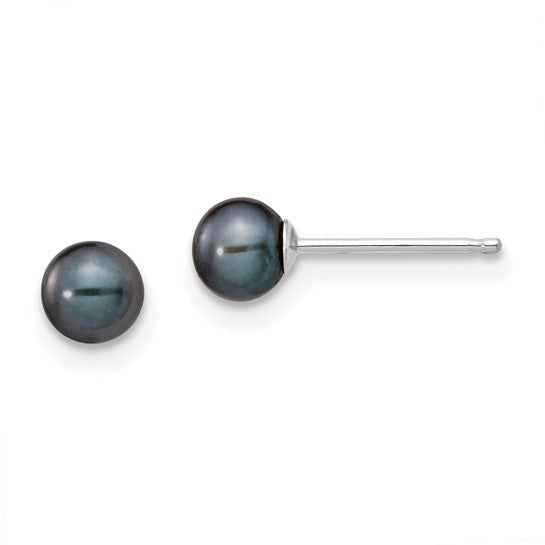 4–5mm Black Freshwater Pearl Earrings in 14K White Gold | Joe Kassab Jewelers