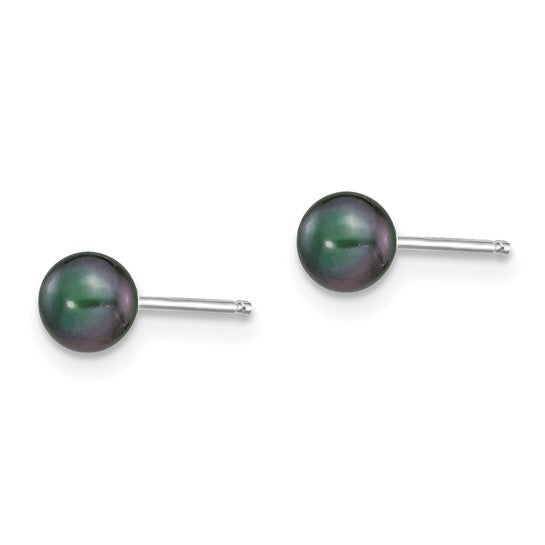 4–5mm Black Freshwater Pearl Earrings in 14K White Gold | Joe Kassab Jewelers