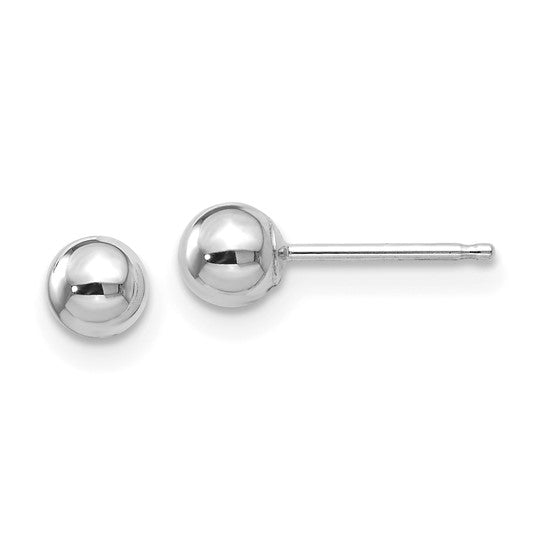 14K White Gold 4mm Ball Stud Earrings