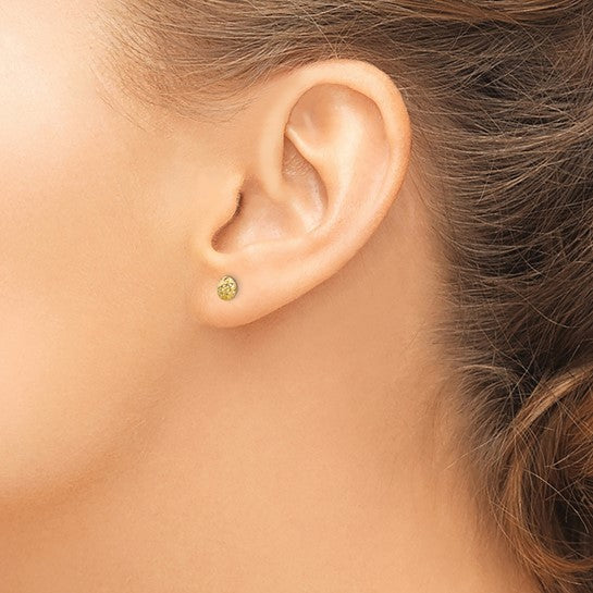 14K Yellow Gold 5mm Diamond-Cut Puffed Round Earrings