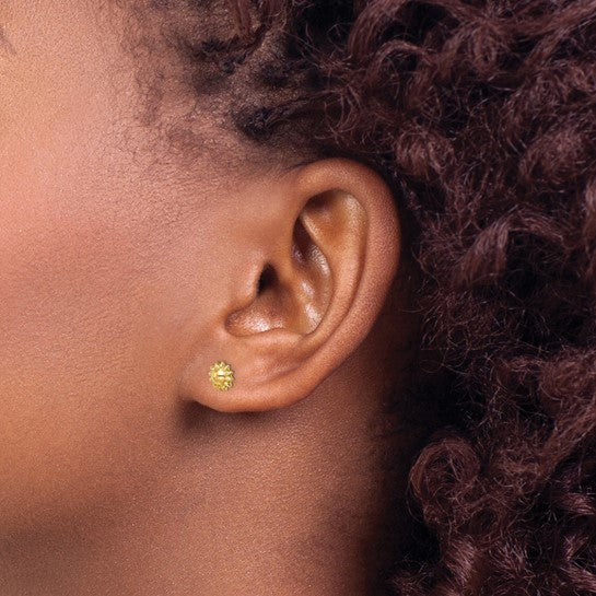 14K Yellow Gold Sunflower Stud Earrings