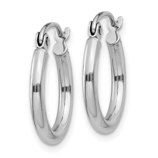 14 Karat White Gold Hoop Earrings – 2.00mm Polished Hoops