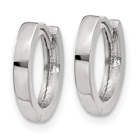 14 Karat White Gold Round Hinged Hoop Earrings
