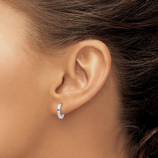 14 Karat White Gold Round Hinged Hoop Earrings