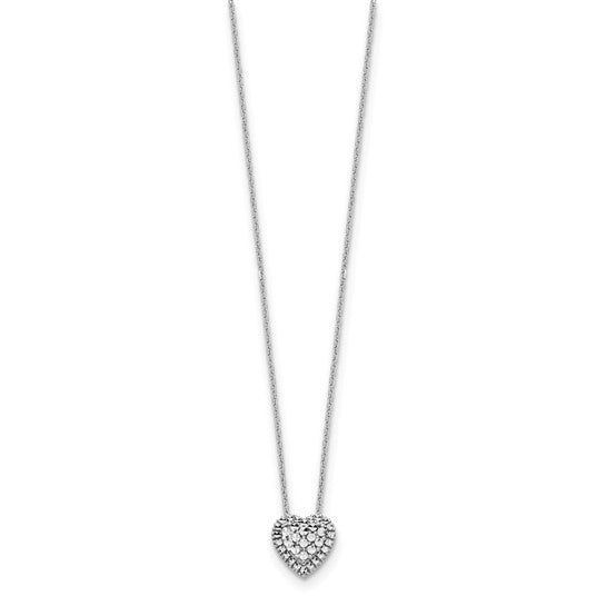 14 Karat White Gold Diamond-Cut Heart Necklace | 18 Inch