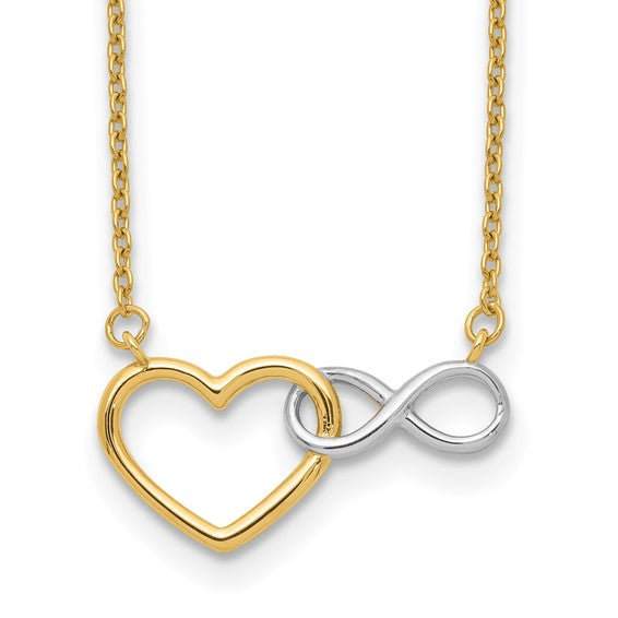 14K Gold Interlocked Heart & Infinity Symbol Necklace