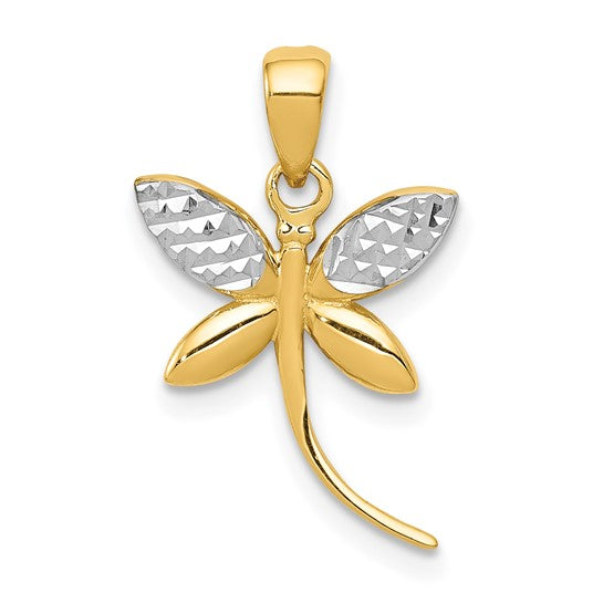 14 Karat Yellow & White Gold Dragonfly Pendant | Joe Kassab Jewelers