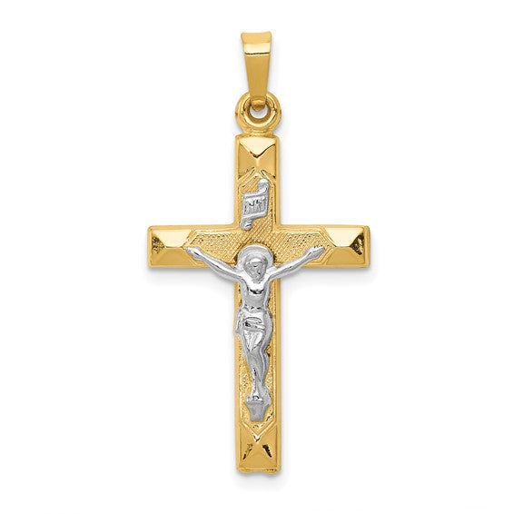 14K Two-Tone INRI Cucifix Pendant