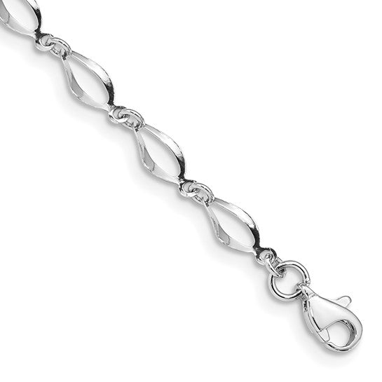 14K White Gold Twist Link Bracelet, 7.25 Inches | Joe Kassab Jewelers