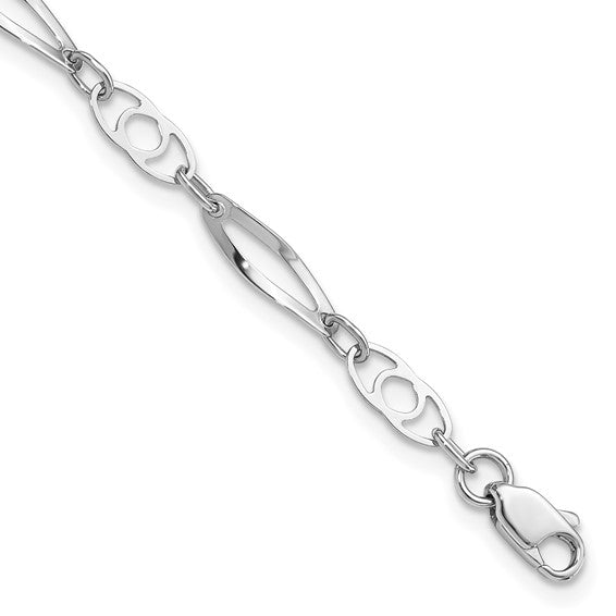 14K White Gold Fancy Link Bracelet | 7 Inch Gold Bracelet