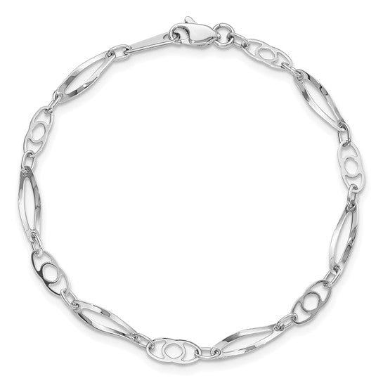 14K White Gold Fancy Link Bracelet | 7 Inch Gold Bracelet