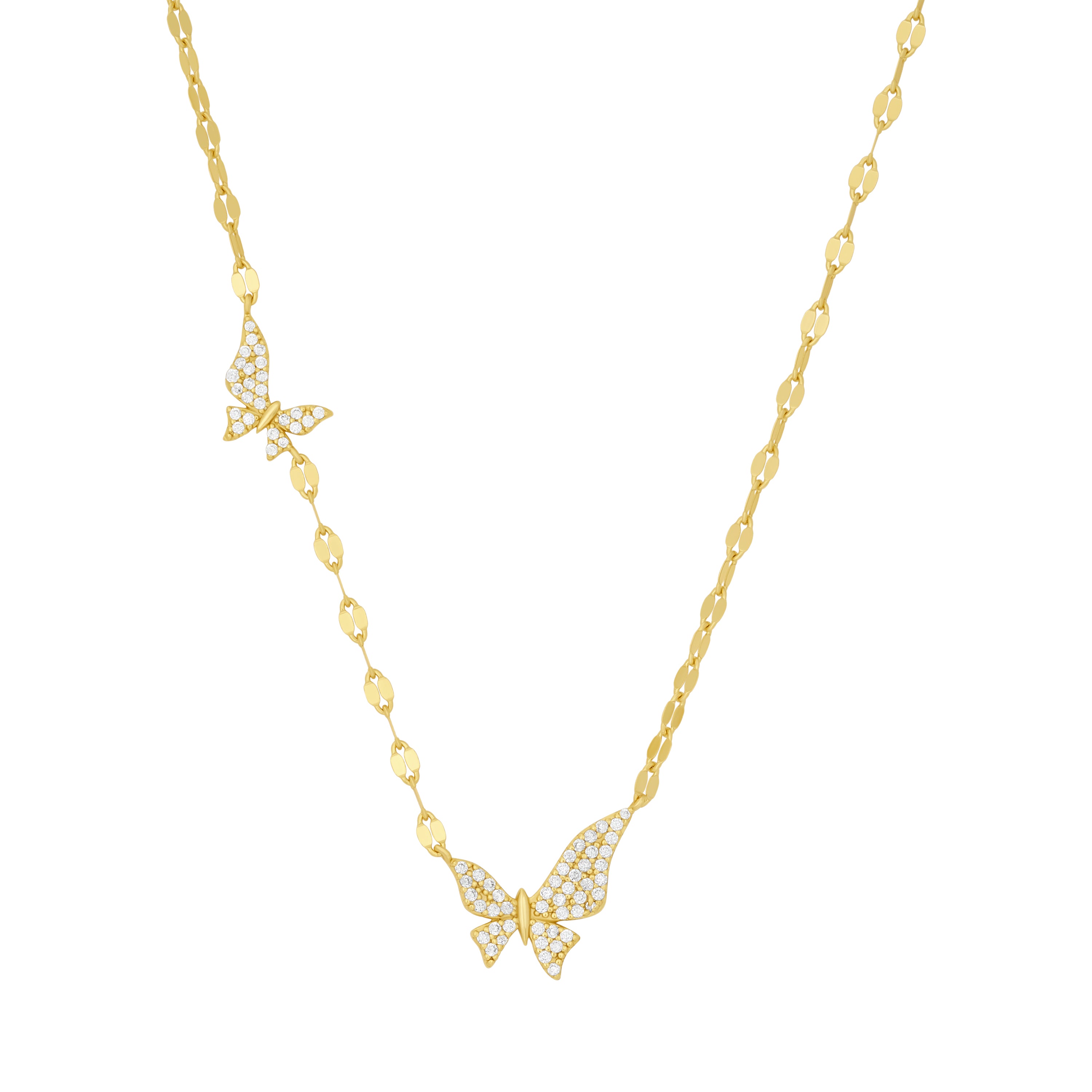 14 Karat Gold Plated Sterling Silver Butterfly Necklace 16"-18"