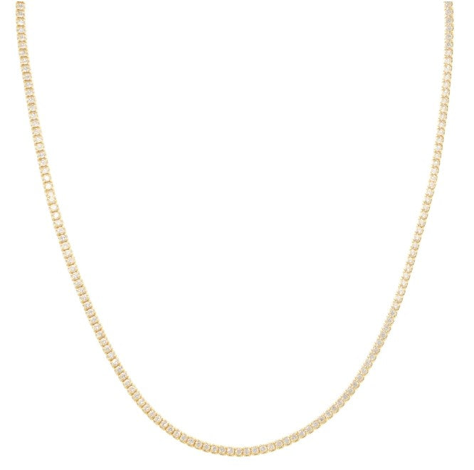 Gold Over Sterling Silver CZ Tennis Necklace