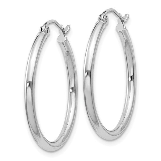 Sterling Silver Rhodium Plated 2MM Hoop Earrings