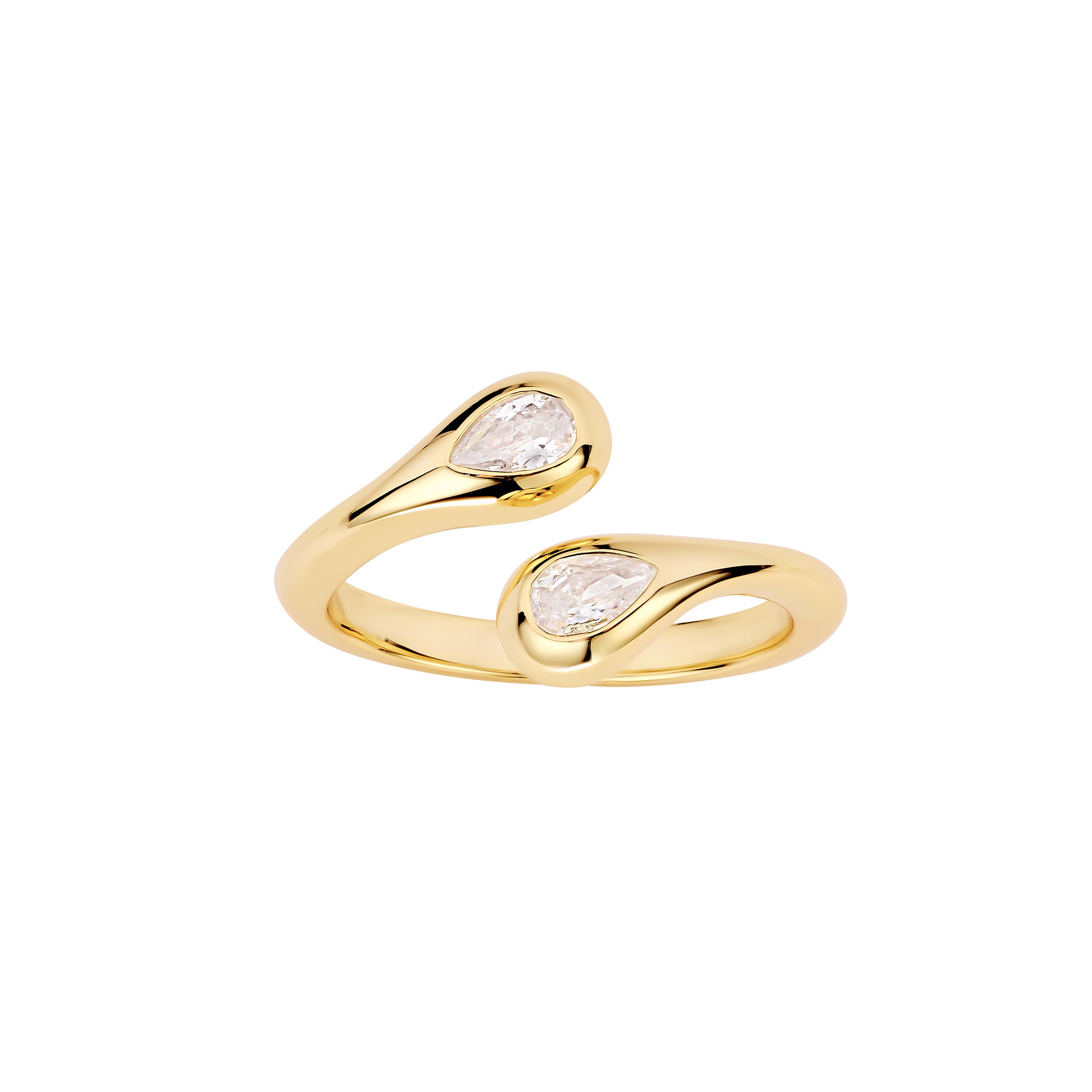 14K Gold Over 925 Sterling Silver Bypas Ring