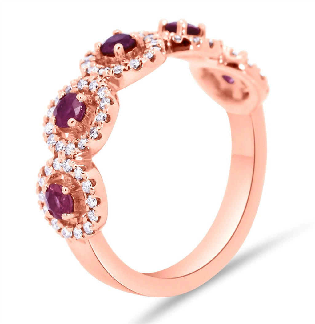 Contemporary Five Stone Halo Ring