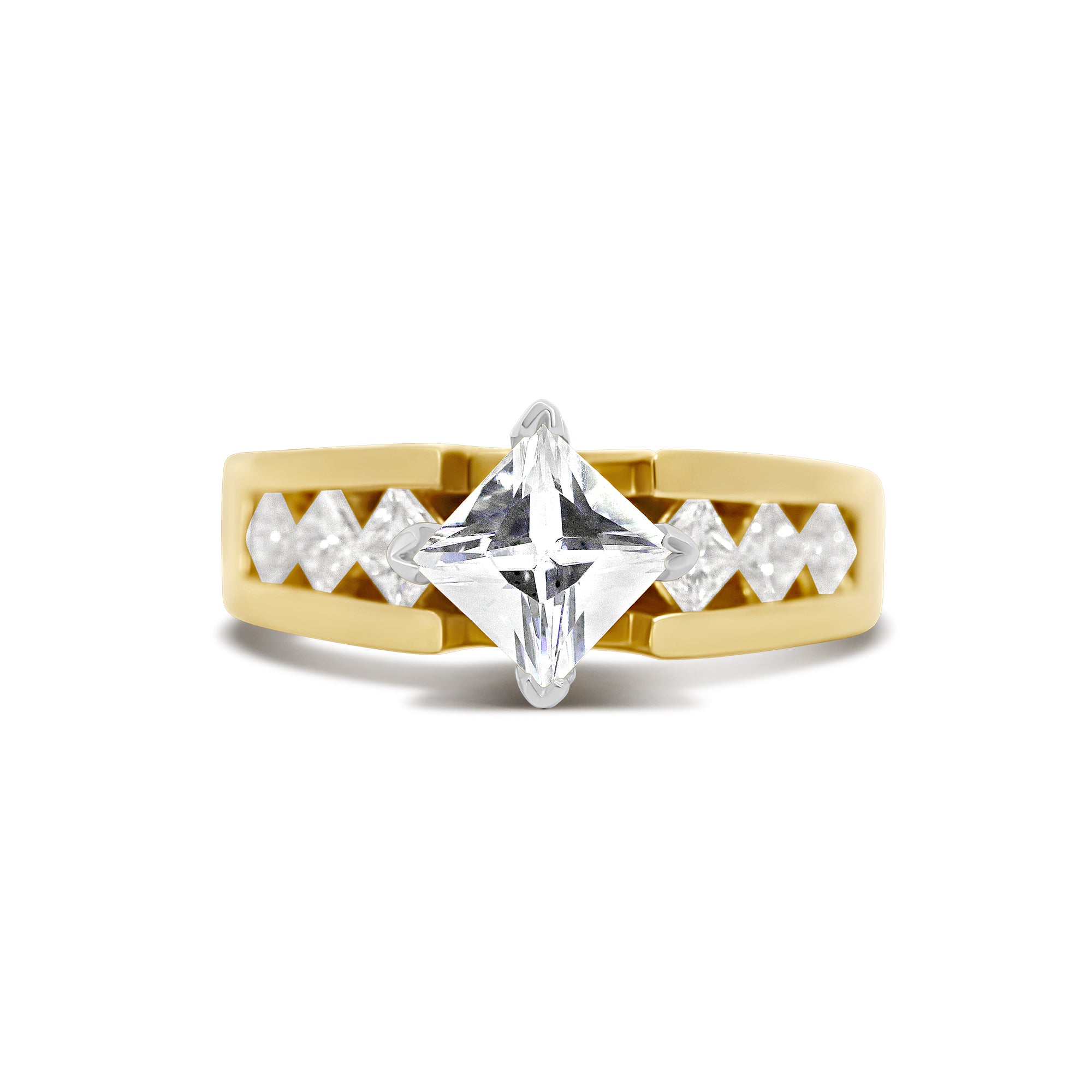 14K Modern Princess Cut Channel Engagement Ring