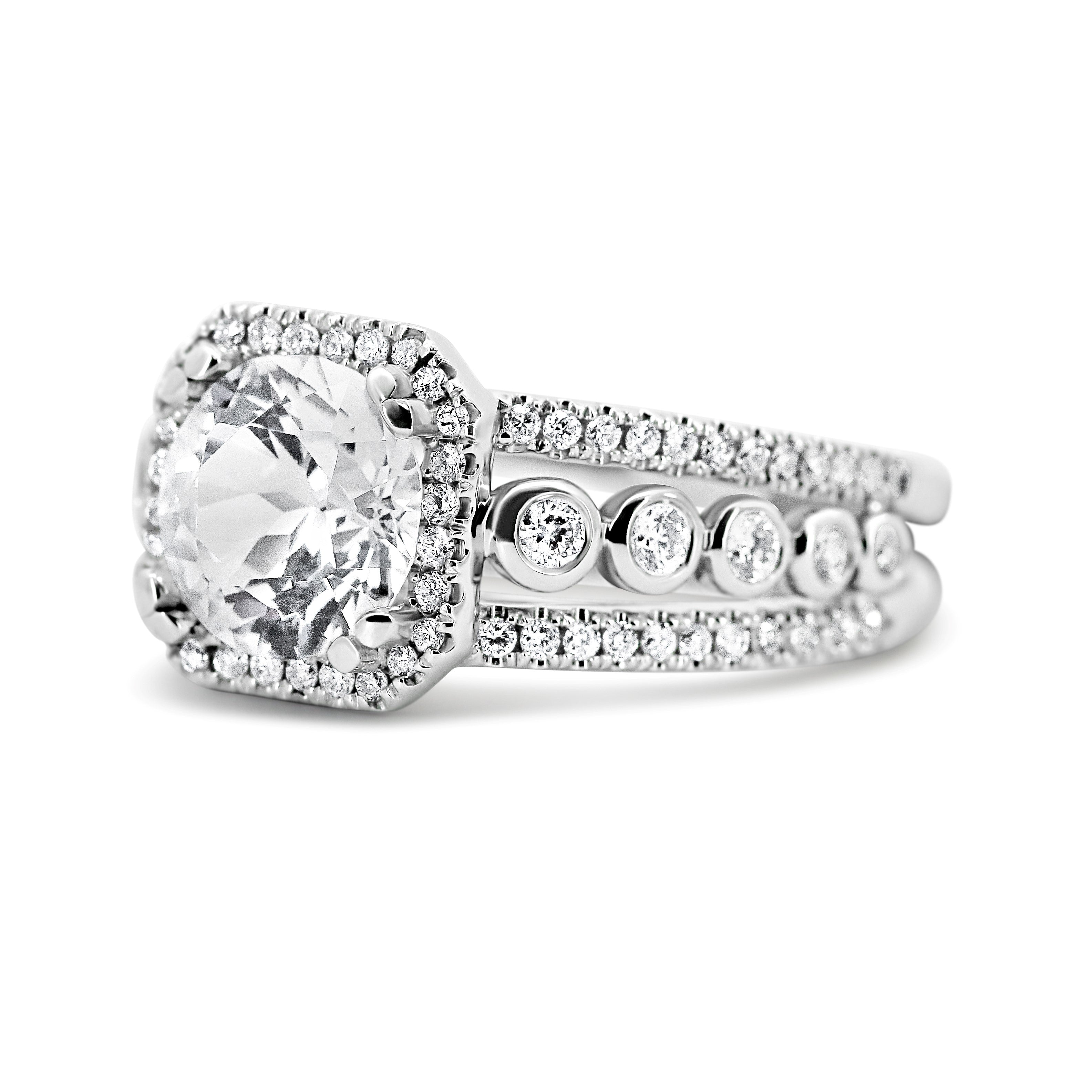 Modern Halo & Bezel Engagement Ring