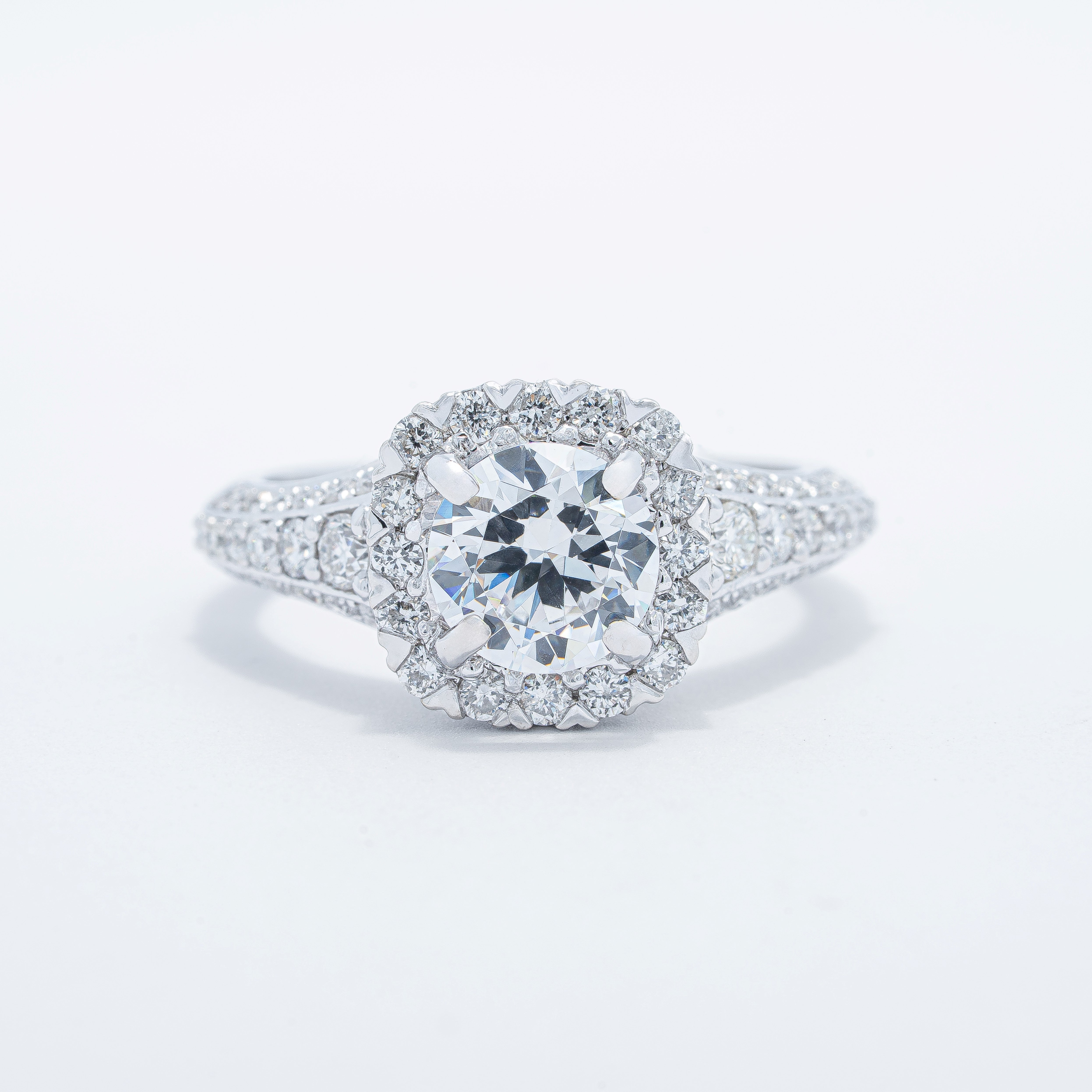 Cushion Shape Vintage Insppired Halo Engagement Ring