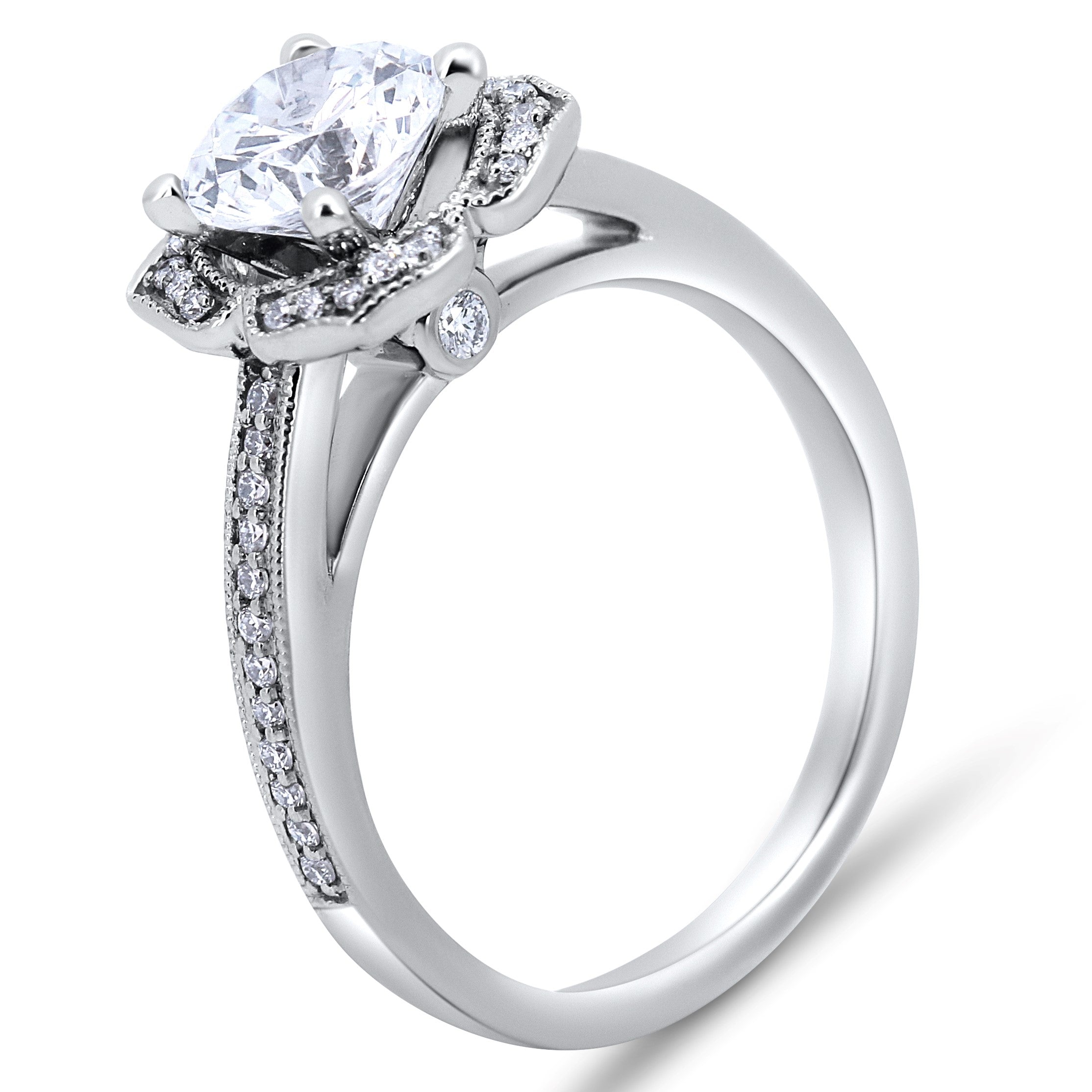 Floral Inspired Halo Engagement Ring