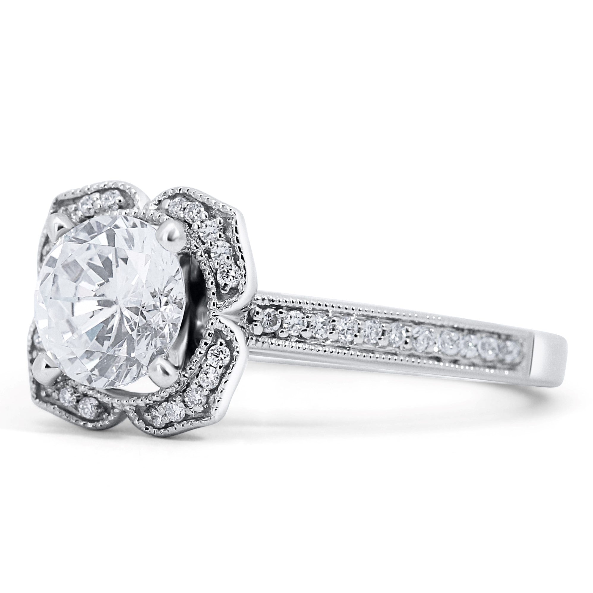 Floral Inspired Halo Engagement Ring