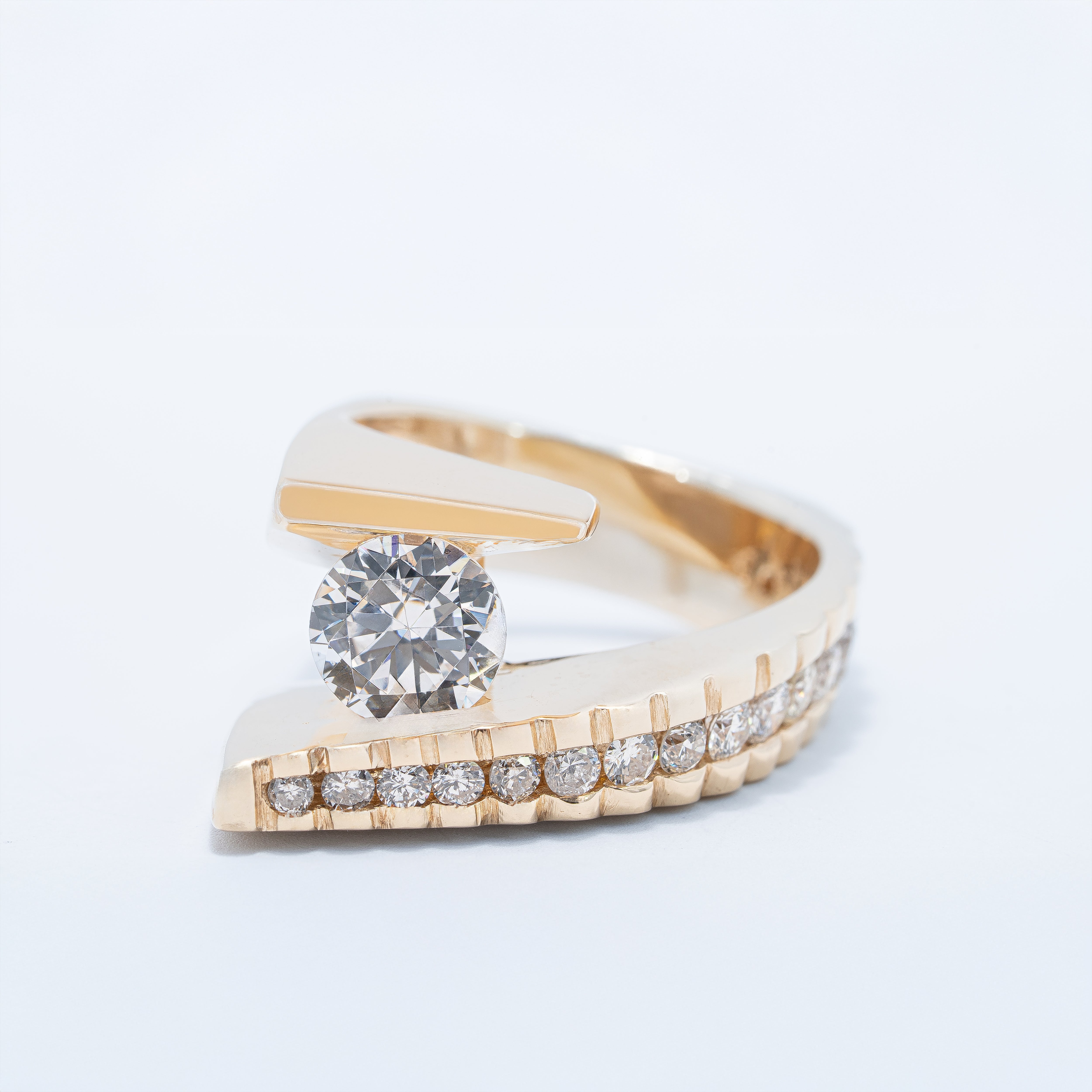 Modern By-pass Engagement Ring