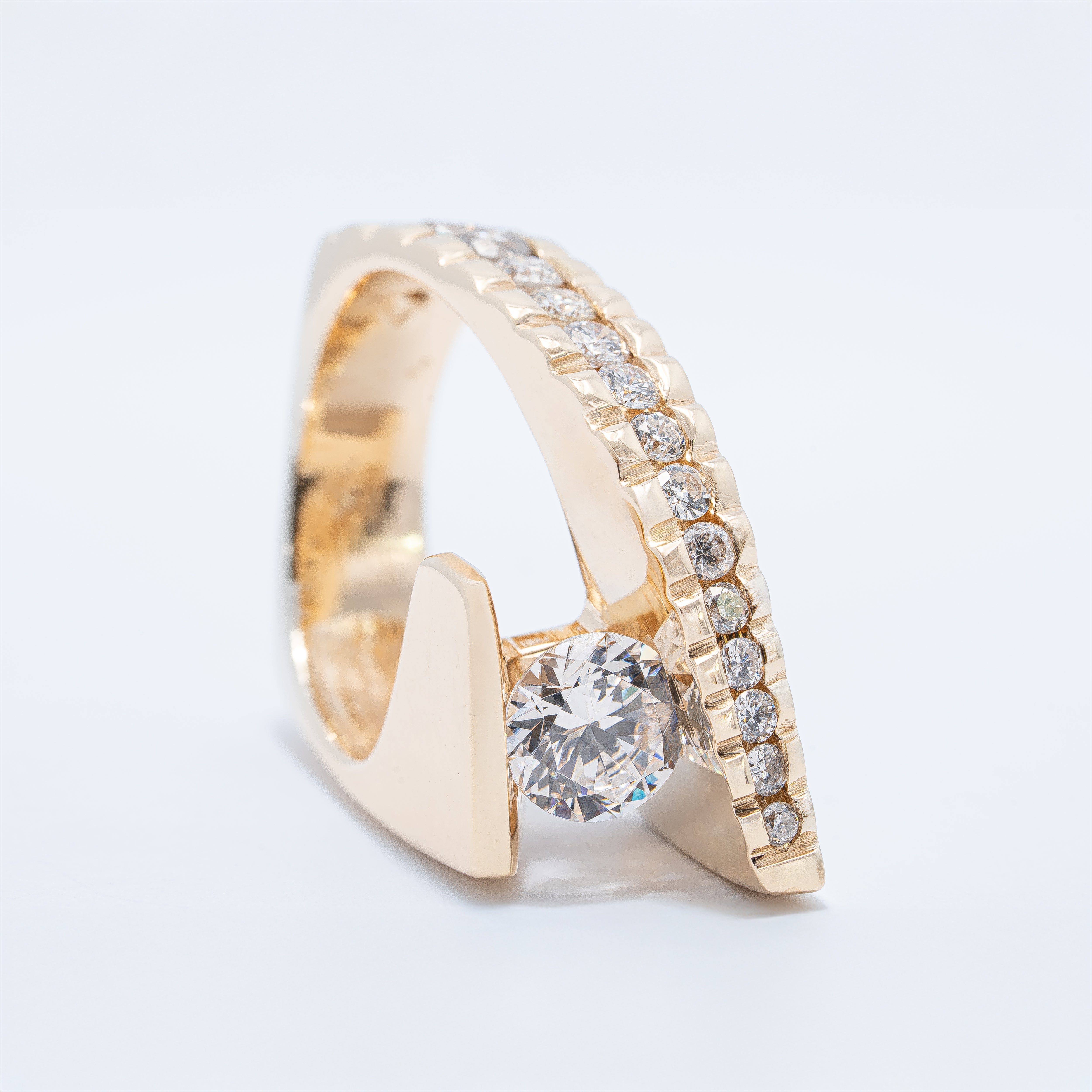 Modern By-pass Engagement Ring