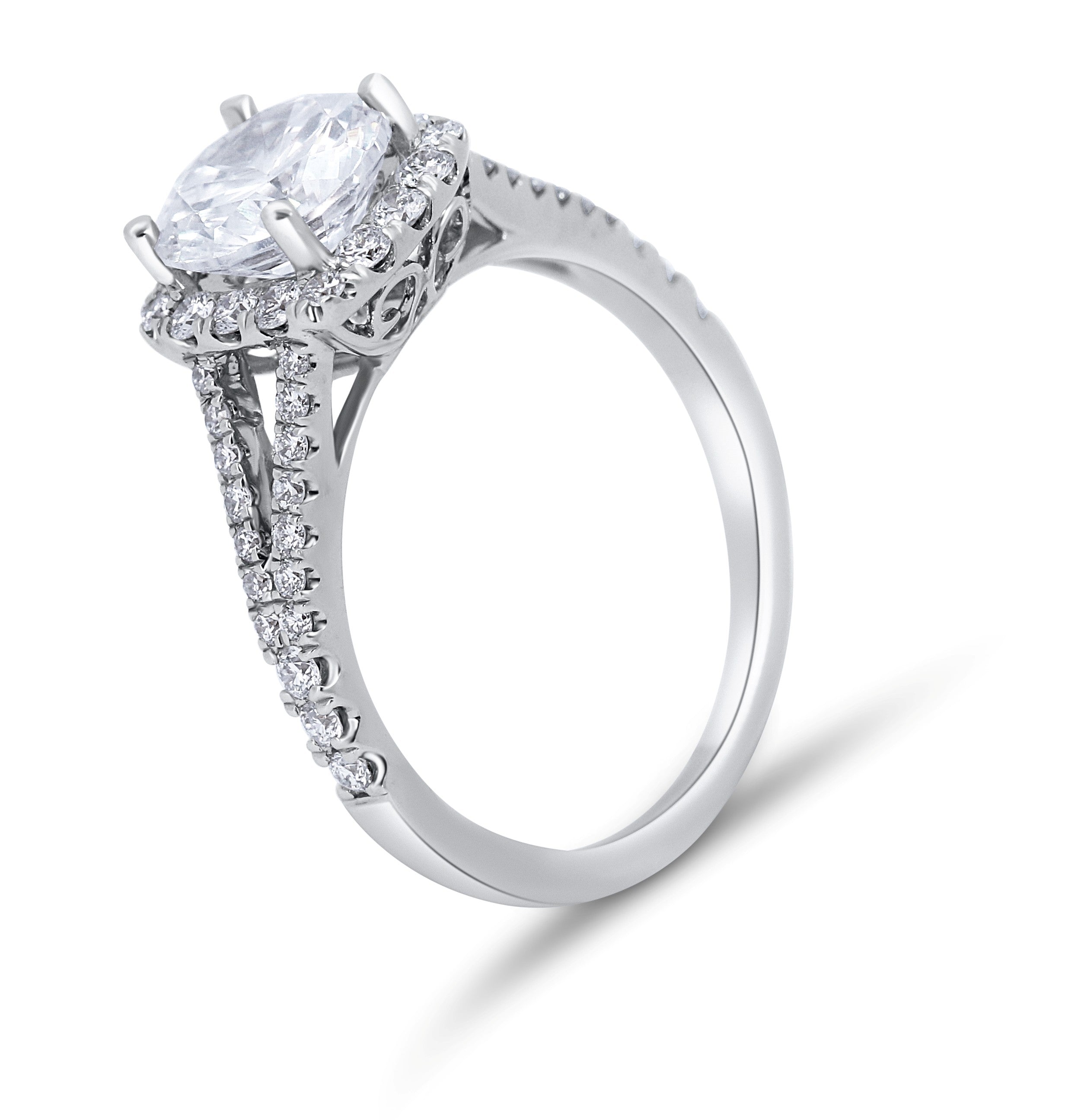 Vintage Cushion Halo Engagement Ring