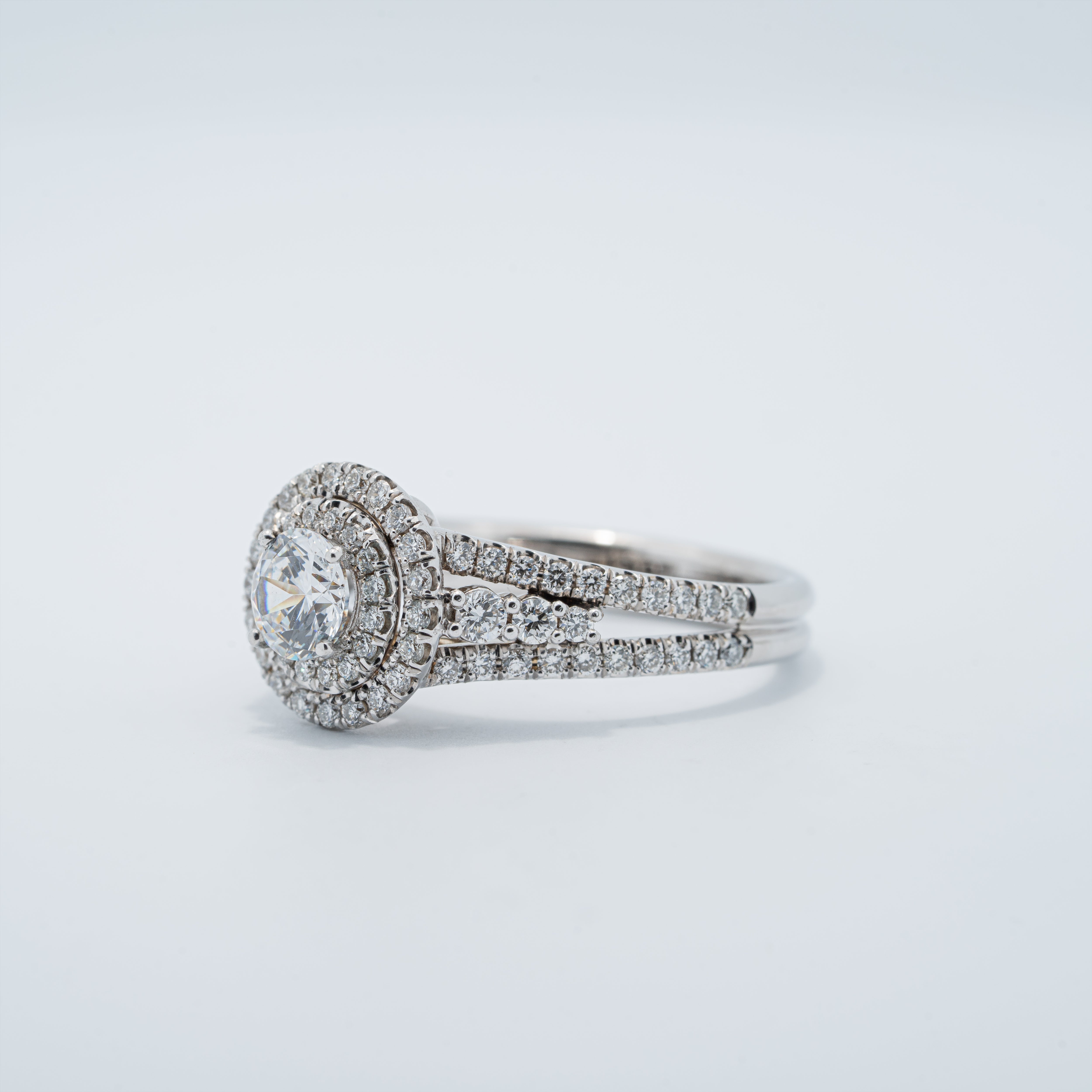 Round Vintage Double Halo Engagement Ring