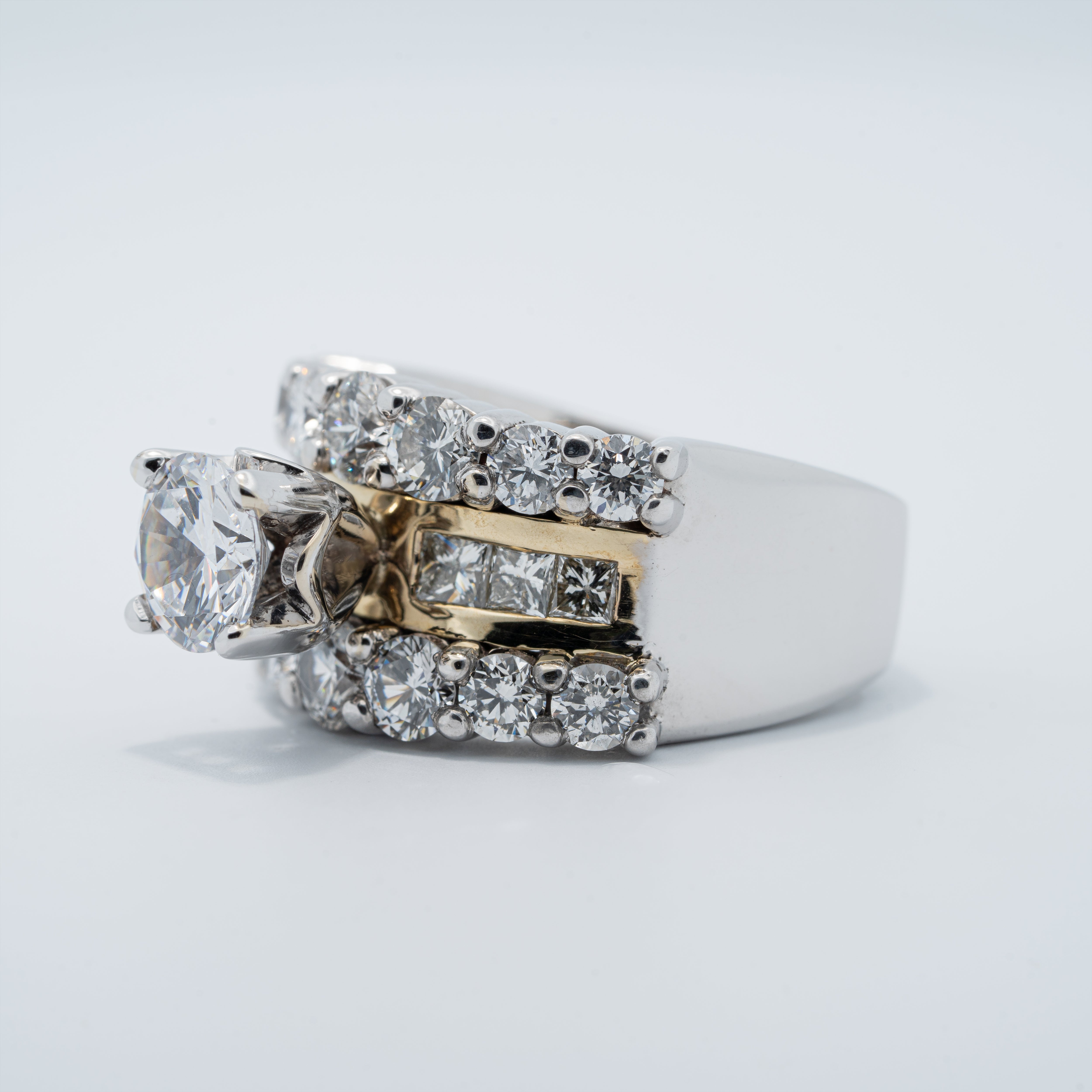 Contemporary Three-Row Engagement Ring